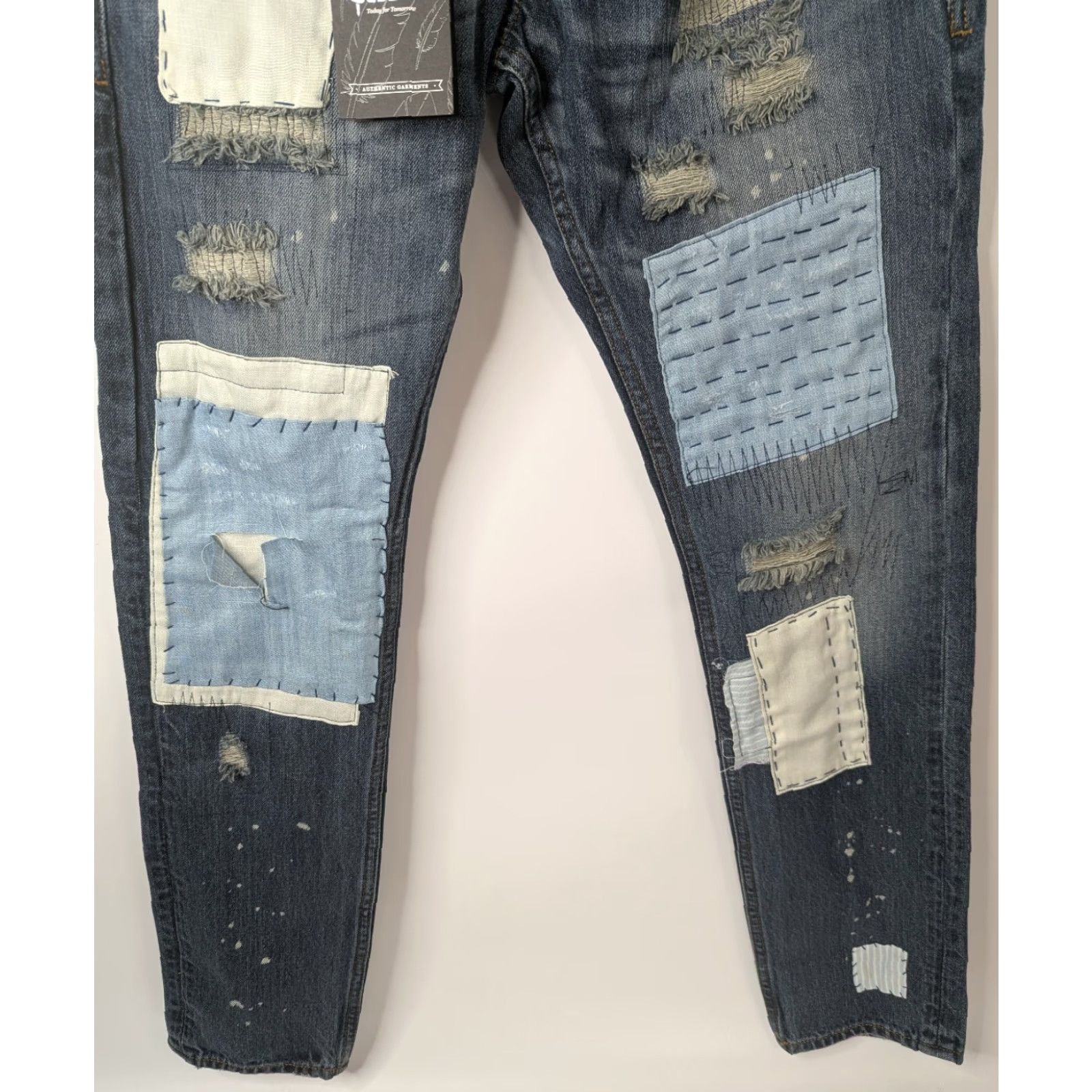 J Brand Publish Brand Jeans Men Snyder Denim Paint Distressed Patchwork Size 28 Blue 31in Inseam (NWT) Regular Straightbox Size US 28 / EU 44 - 3 Thumbnail