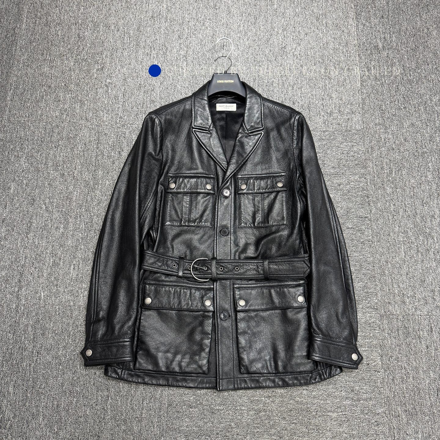 Saint Laurent Paris Belted Black Lambskin Leather Jacket Size US M / EU 48-50 / 2 - 1 Thumbnail