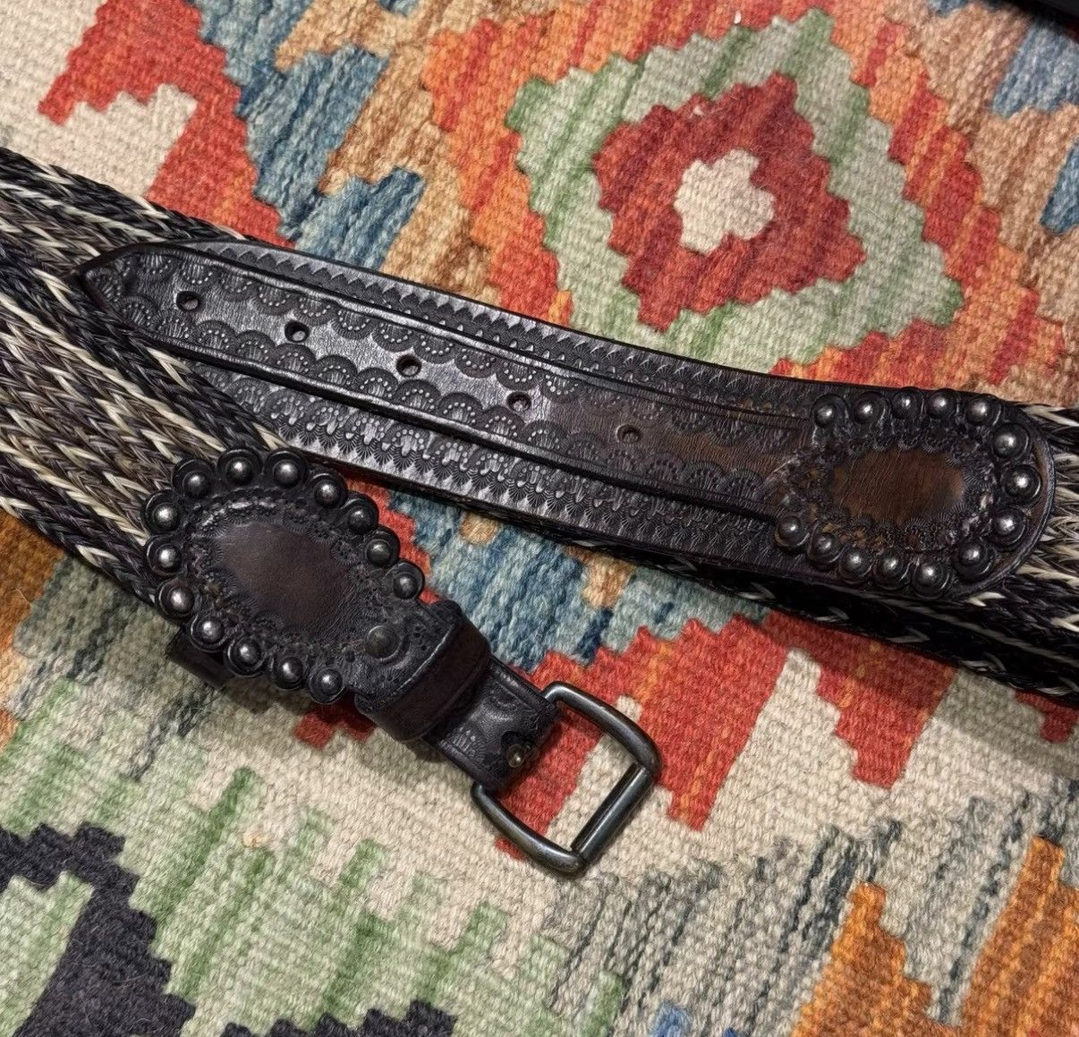 RRL Ralph Lauren RRL Ralph Lauren Double RL Horsehair Woven Belt K22 Size 32 - 2 Thumbnail
