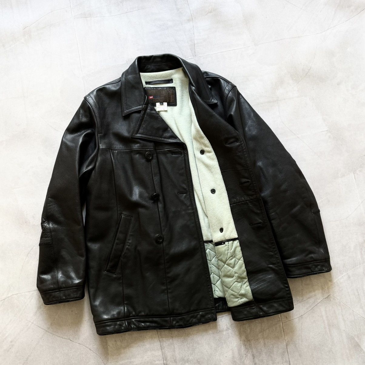Diesel Vintage 90s Diesel Double Breasted Coat Leather Y2K Jacket Size US L / EU 52-54 / 3 - 8 Thumbnail