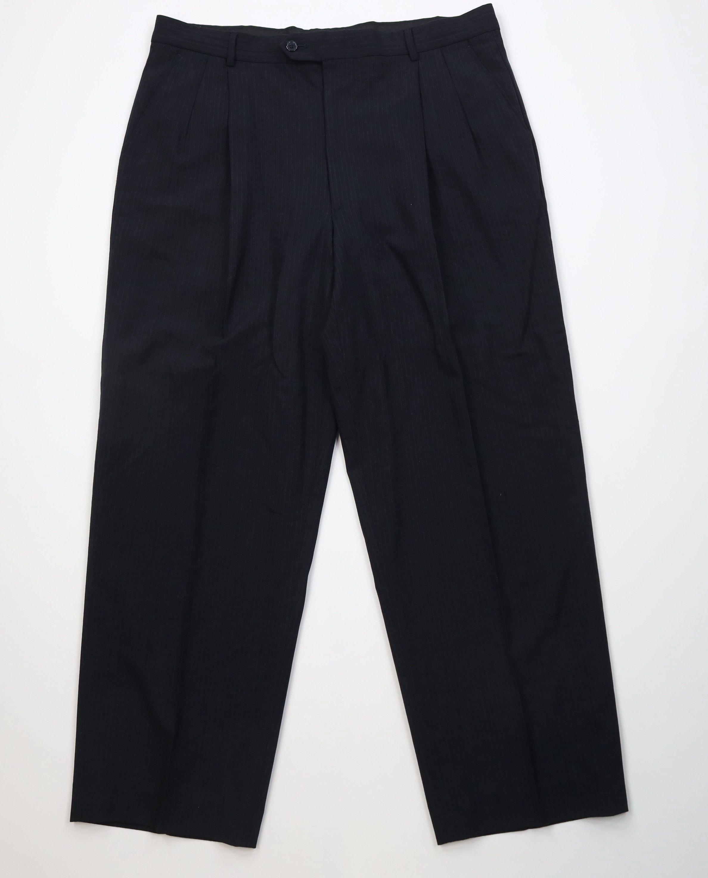 Vintage Vintage 90s Streetwear Pinstriped Wide Leg Chino Pants Black Size US 36 / EU 52 - 1 Thumbnail