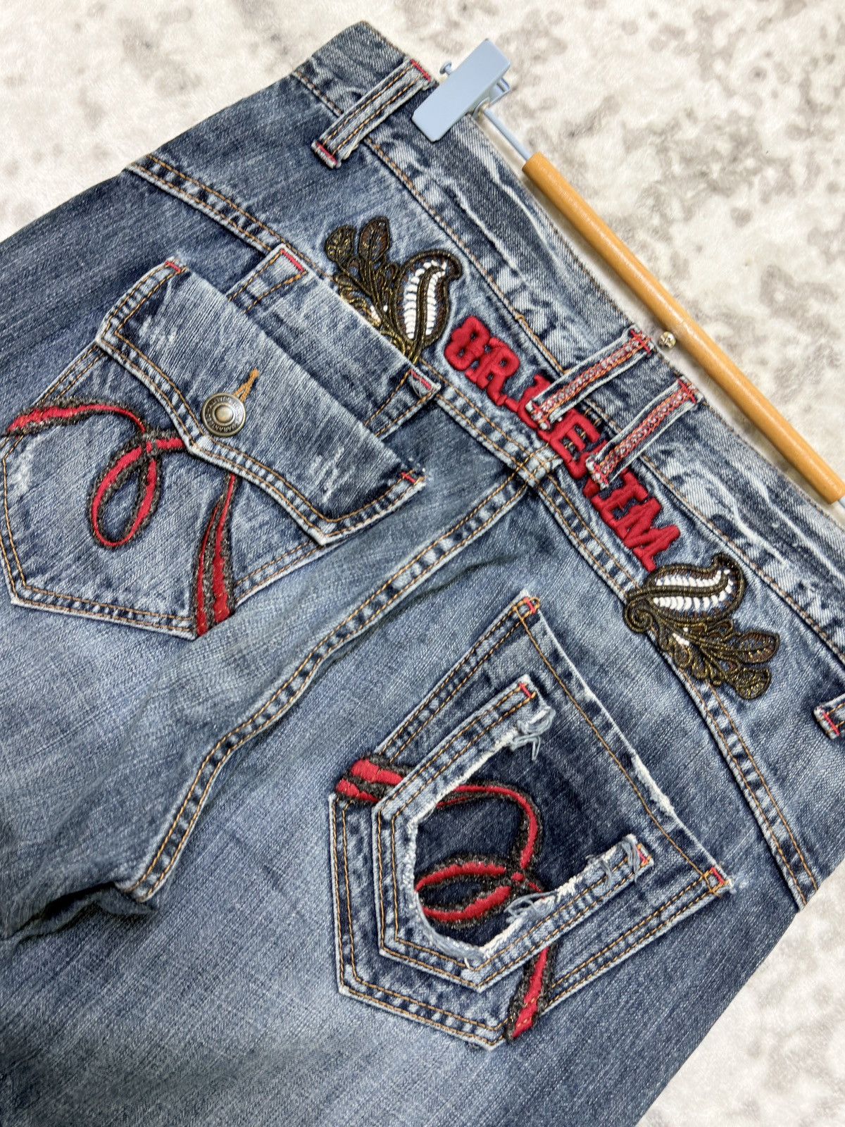 Hysteric Glamour Vintage Oririn Y2K Embroidered Straight Leg Denim Jeans Size US 31 - 15 Thumbnail