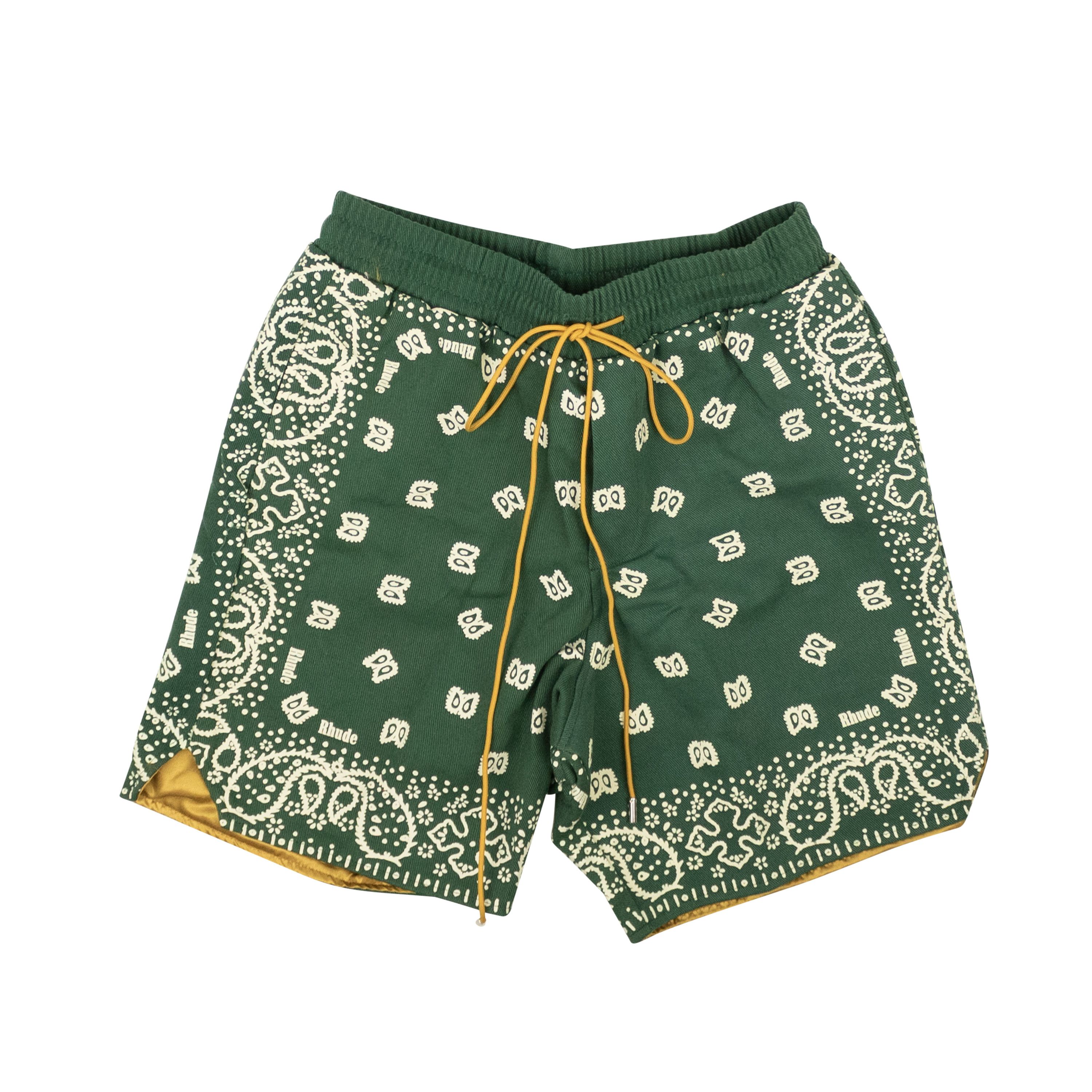 image of Rhude Forest Green Cotton Bandana Print Shorts Size S, Men's