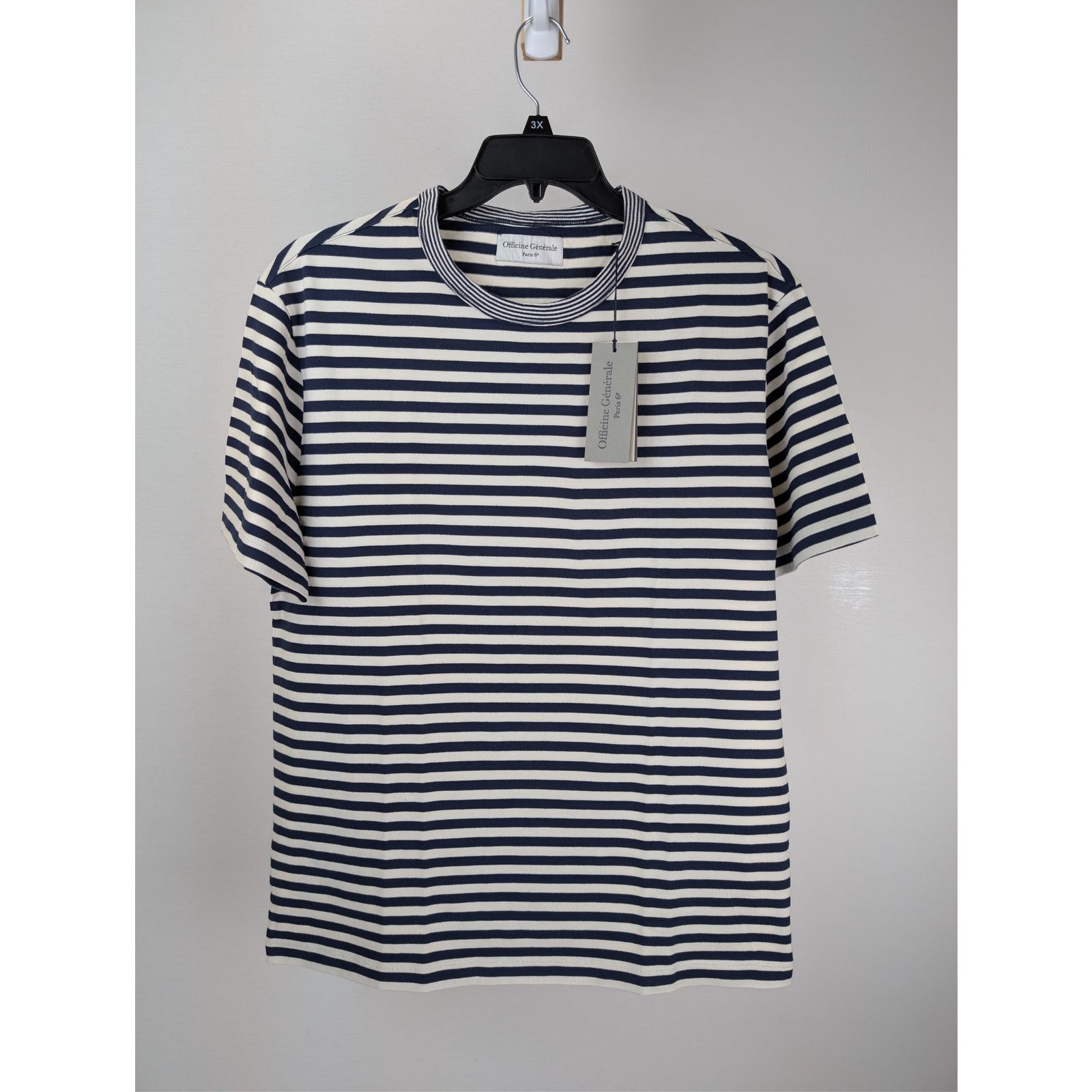 Officine Generale o1rshd1 Short Sleeve Tee T-Shirt Stripe in Navy/White Size US XL / EU 56 / 4 - 2 Thumbnail