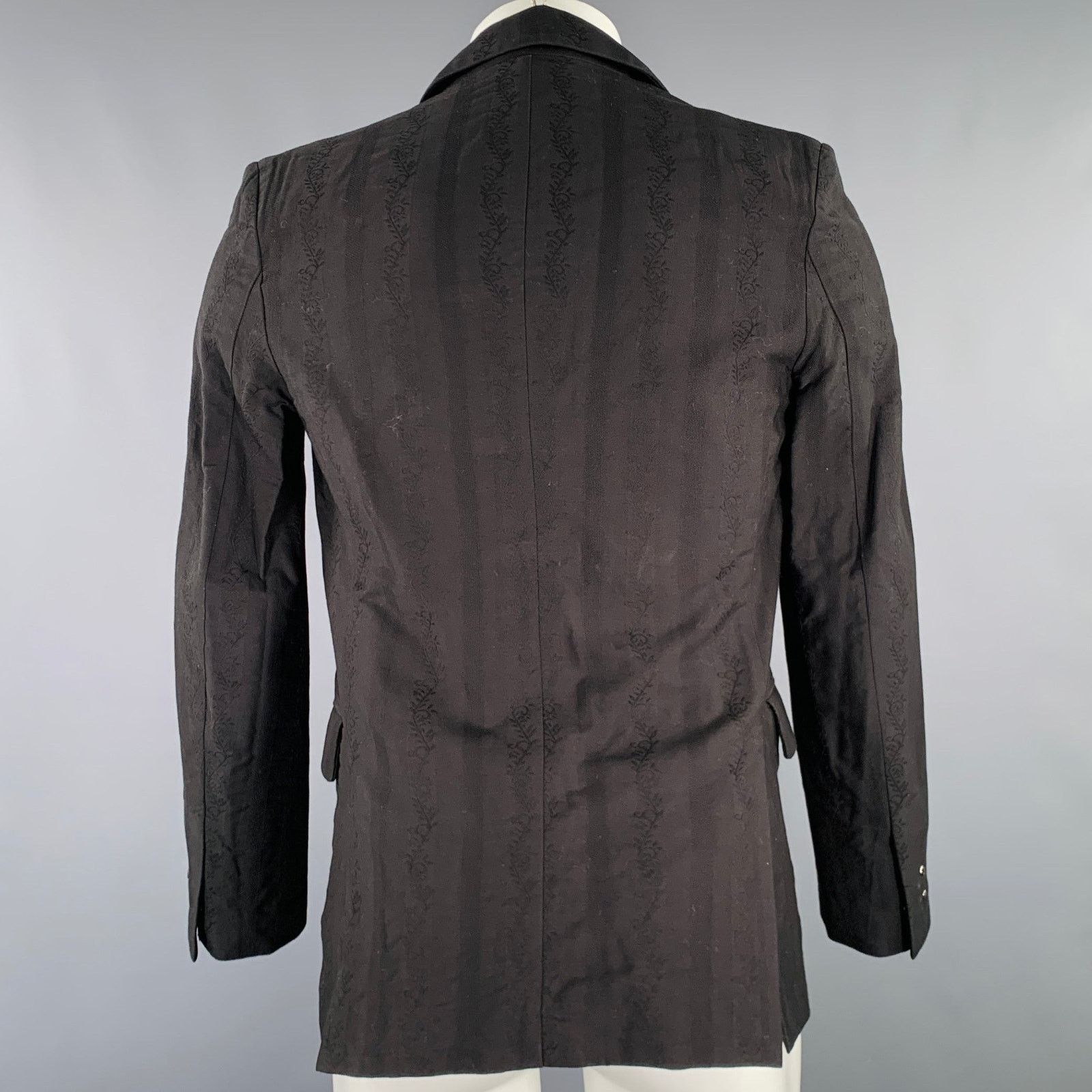 Other ART Size 38 Black Floral Stripe Jacquard Cotton Jacket Size US M / EU 48-50 / 2 - 4 Thumbnail