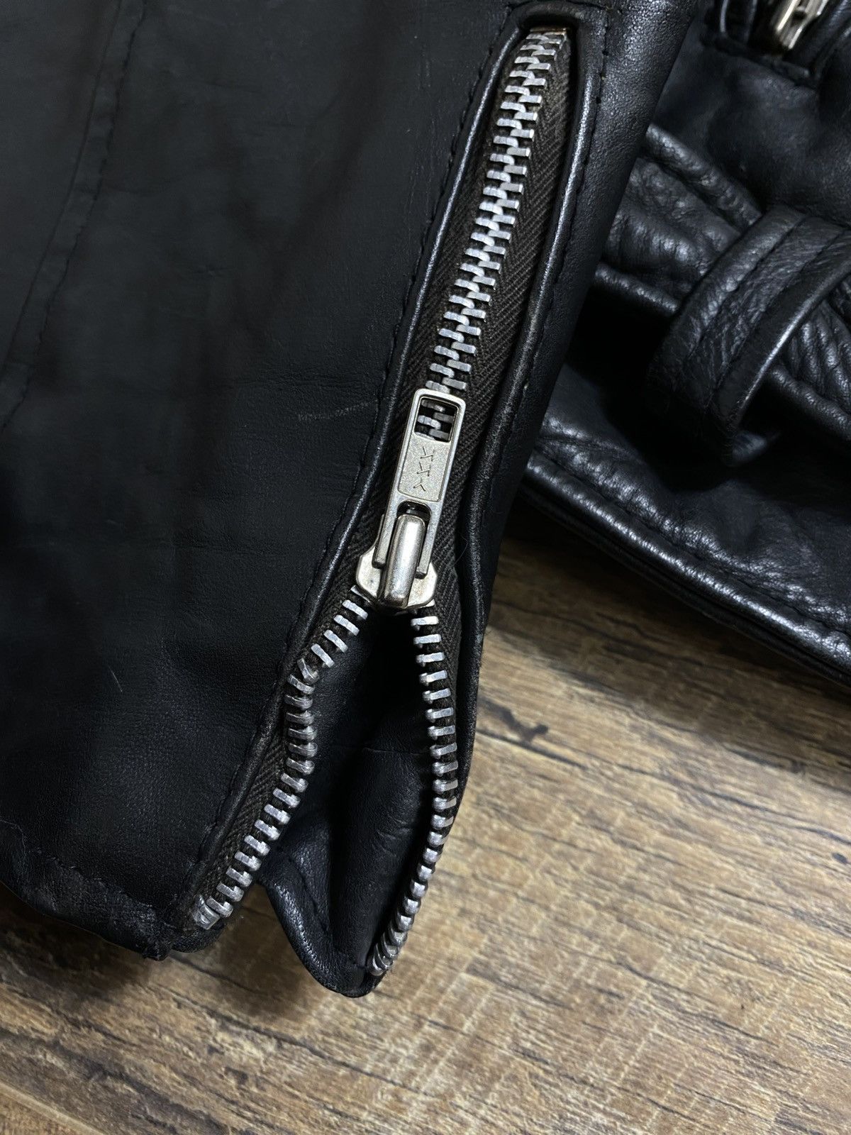 Leather Classic Black Leather Double Rider Biker Jacket Size S, YKK Size US S / EU 44-46 / 1 - 4 Thumbnail