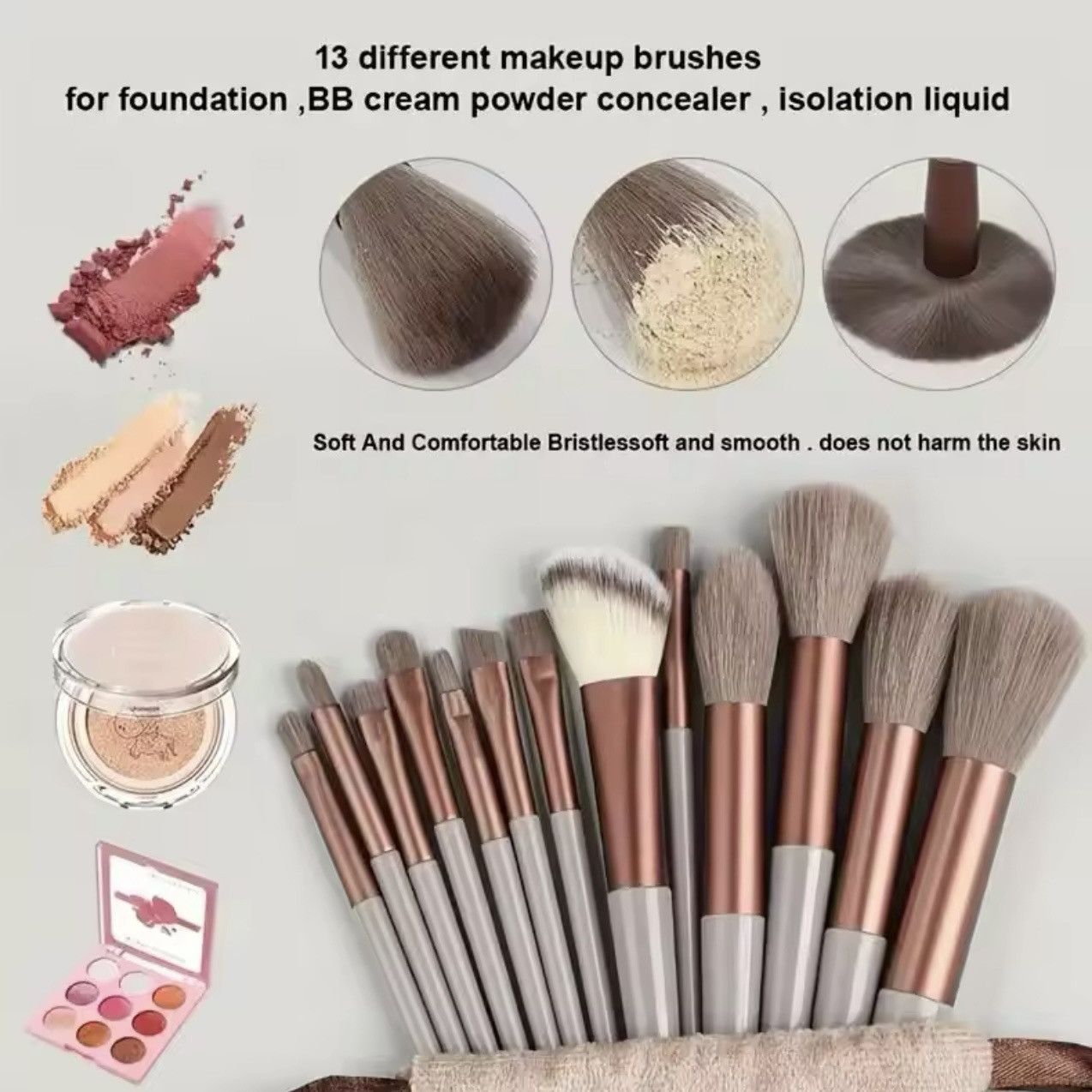 Designer BeeChip Makeup Brushes Set 13Pc Foundation Concealer Size ONE SIZE - 2 Thumbnail