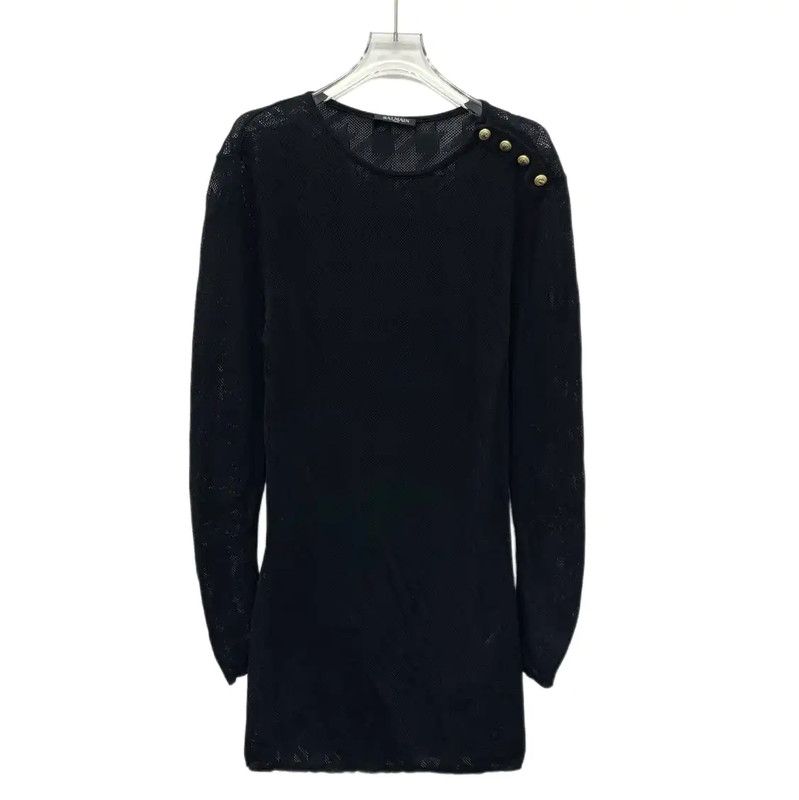 Balmain Balmain Black Cotton Women's Dress Size M 0089 Size M / US 6-8 / IT 42-44 - 1 Thumbnail