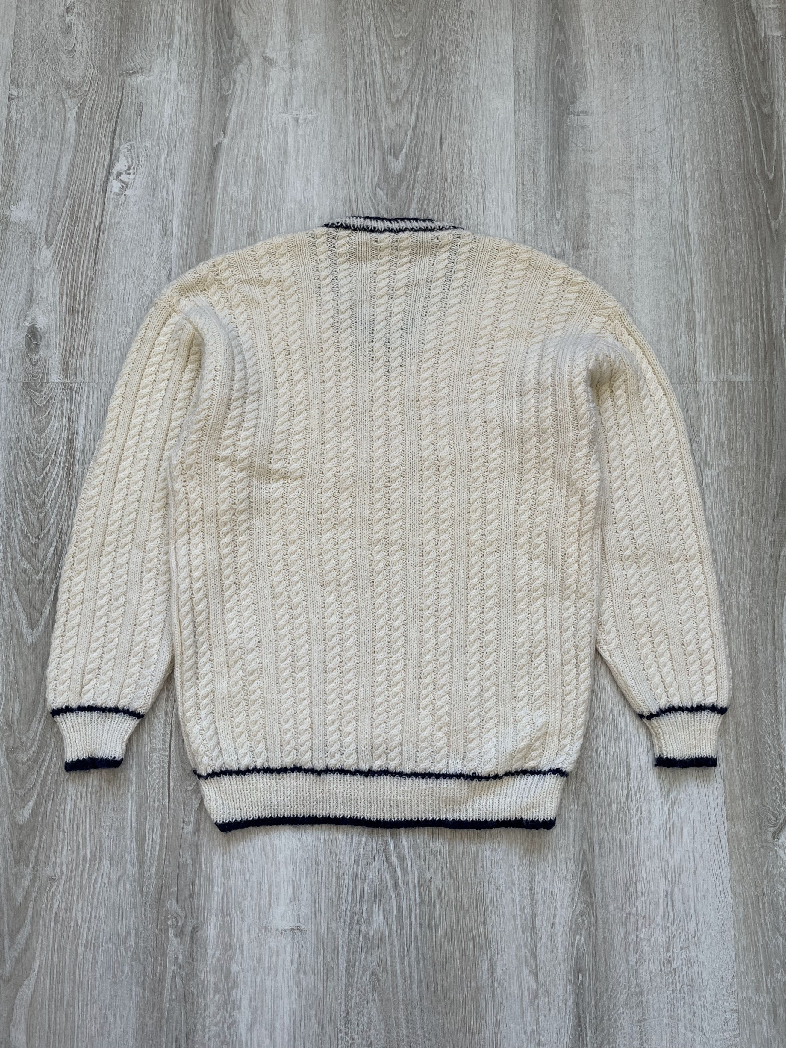Vintage Vintage 90s Fisherman Knit V neck Sweater Size US S / EU 44-46 / 1 - 5 Thumbnail