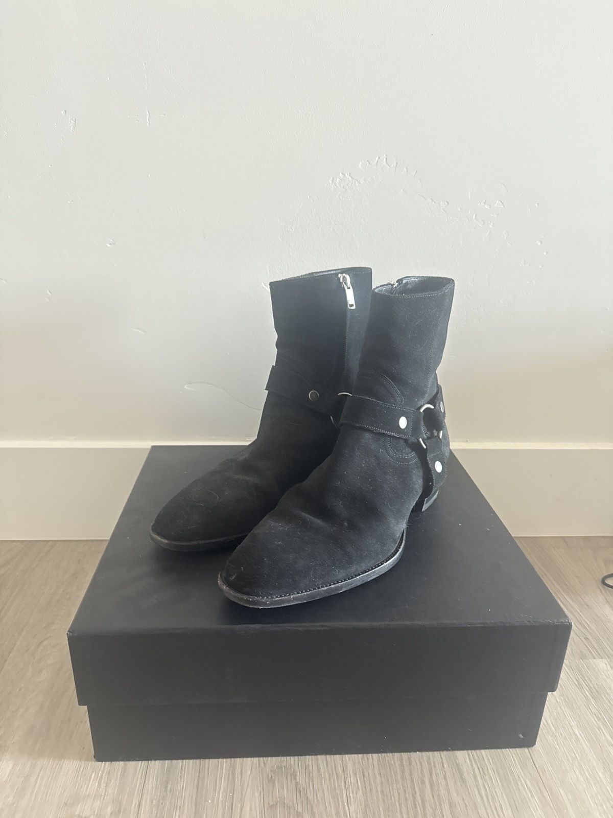 Saint Laurent Paris Saint Laurent Black Harness Sued Boots Size US 8.5 / EU 41-42 - 1 Thumbnail