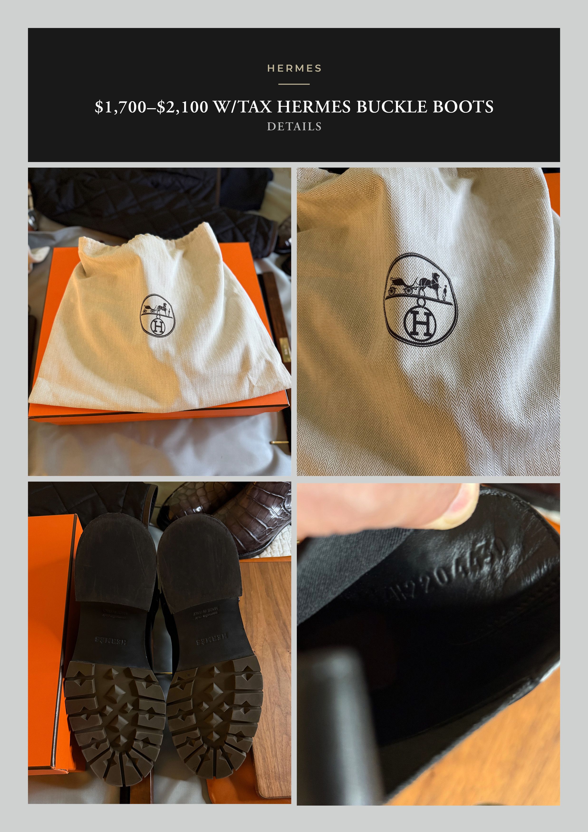 Hermes Fits 10.5, Ultimate Rare $1,800 Silver Buckle Ankle Boots Size US 10 / EU 43 - 20 Thumbnail