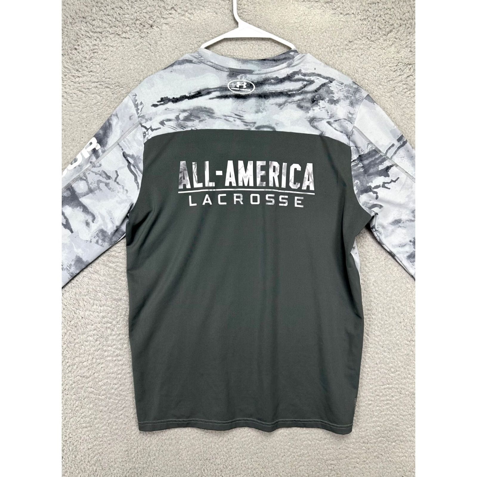 Under Armour Under Armour HeatGear Shirt Mens Medium Gray Camo Lacrosse Athletic All America Crew Neck Long Sleeve Logo Size US M / EU 48-50 / 2 - 3 Thumbnail