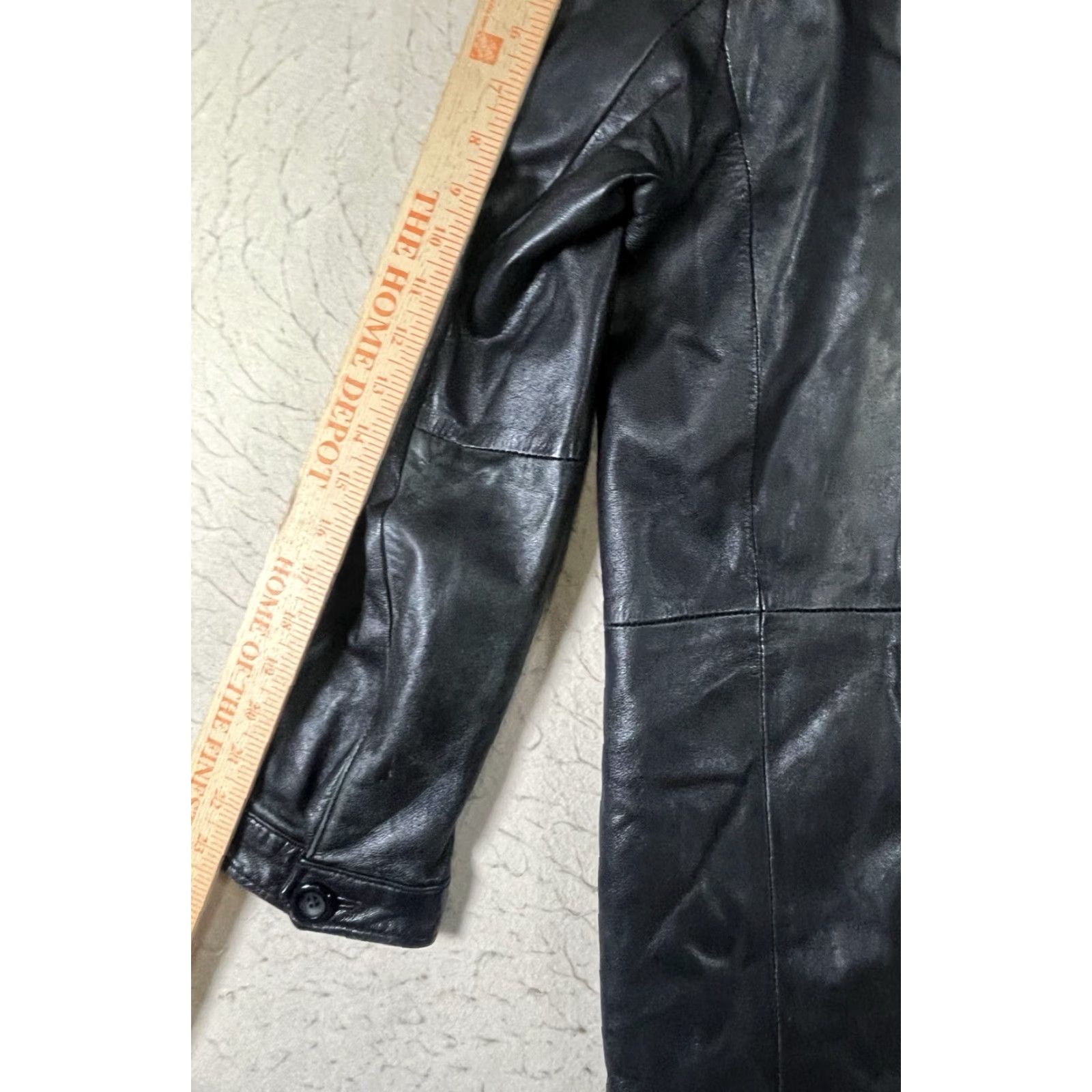 Vintage VINTAGE Comint Women Leather Trench Coat Long Coat Size M Black 90s Style Oversized Button Closure Women Size M / US 6-8 / IT 42-44 - 4 Thumbnail