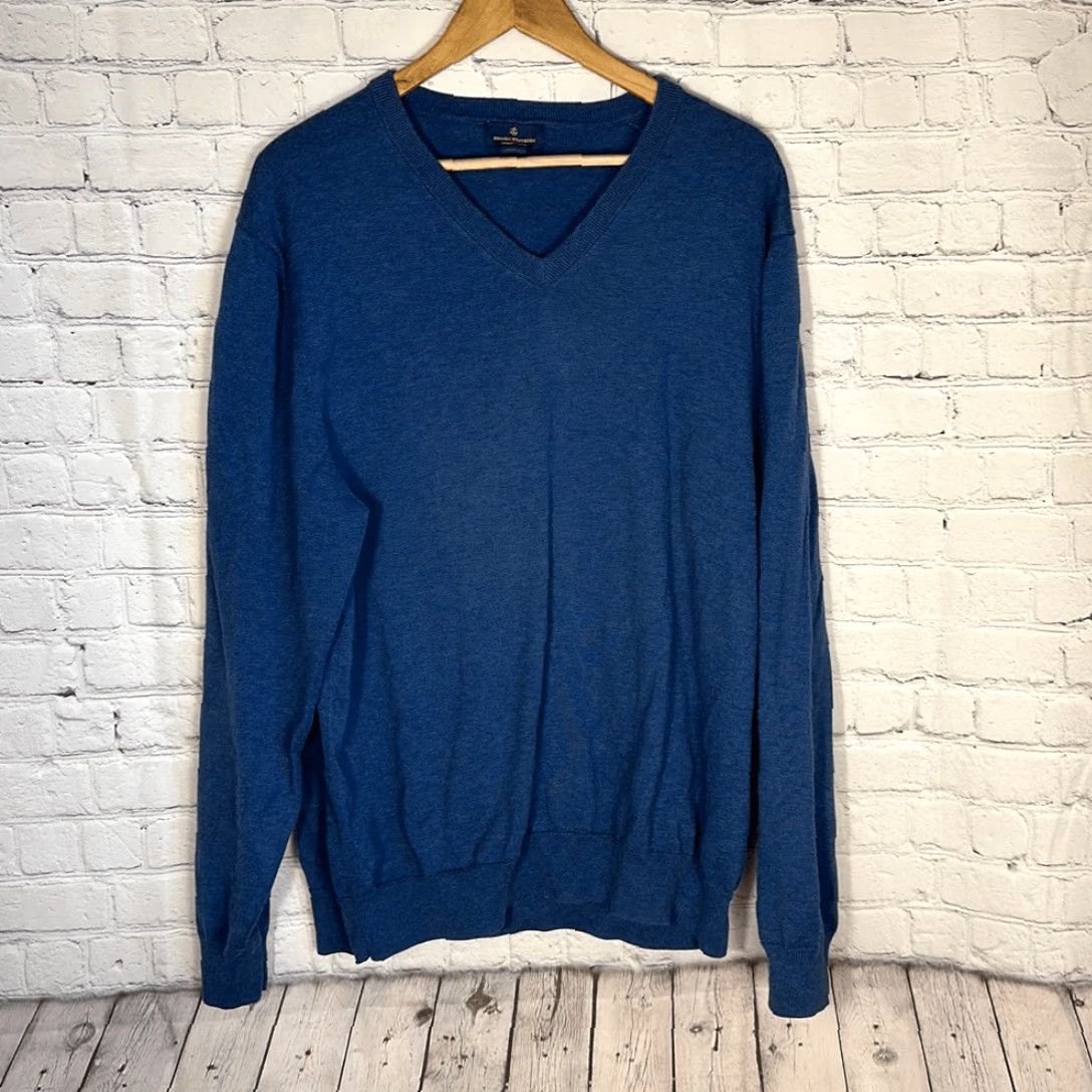 Brooks Brothers Brooks Brothers Sweater Men XL Blue Supima Cotton V neck Size US XL / EU 56 / 4 - 2 Thumbnail