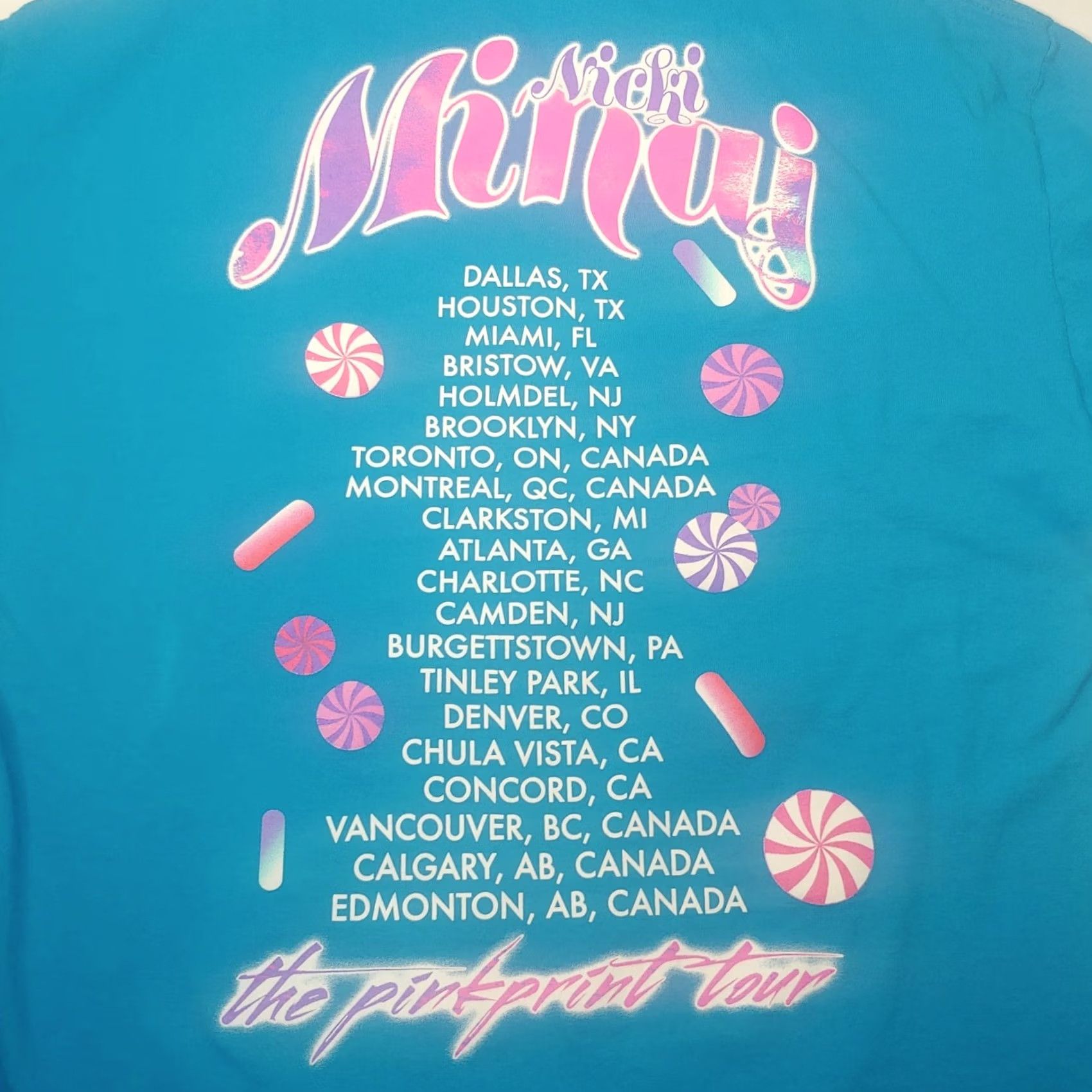 Gildan Nikki Minaj Pink Print Tour Shirt XL Blue Rap Music Lolli Pop Candy Sexy Dance Shirt Mens XL Blue Size US XL / EU 56 / 4 - 4 Thumbnail