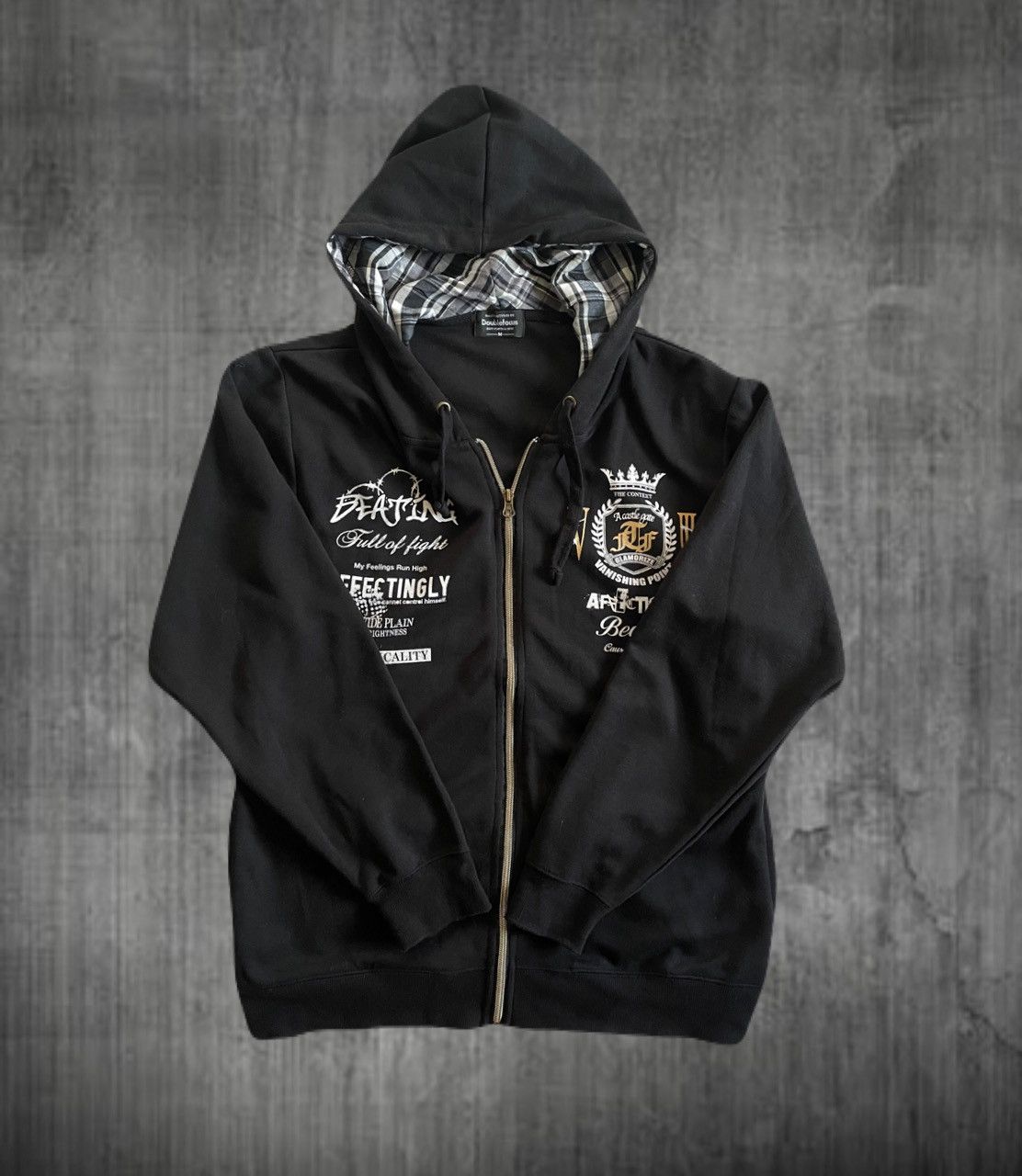 Japanese Brand Y2k Iron Fist skeleton graphics zip up sweatshirt