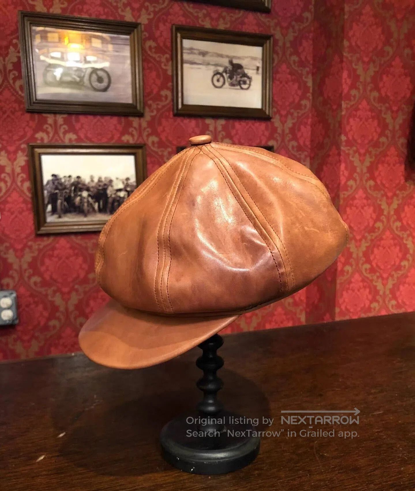 Other Brown Vintage Leather Octagonal Hat. Size ONE SIZE - 1 Thumbnail
