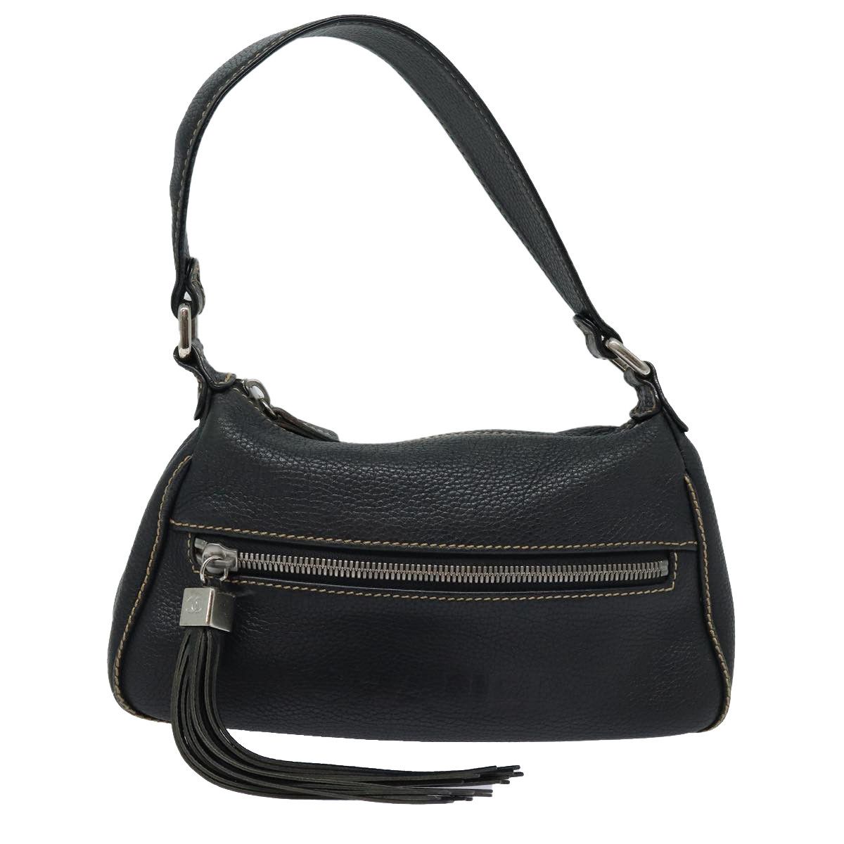 Chanel - Black Leather Shoulder Bag (Pre-Owned) Size ONE SIZE - 1 Thumbnail