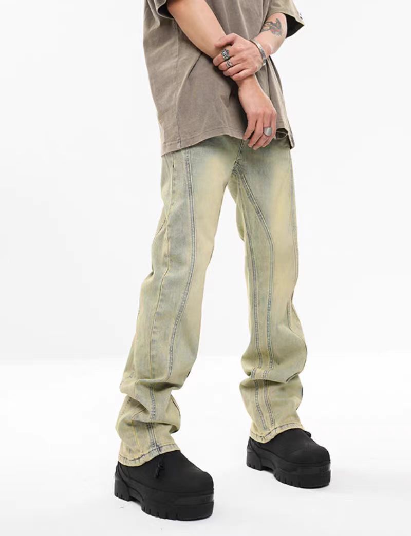 Japanese Brand × Jean Loose-fitting wide-leg washed jeans in yellow clay color Size US 32 / EU 48 - 1 Thumbnail