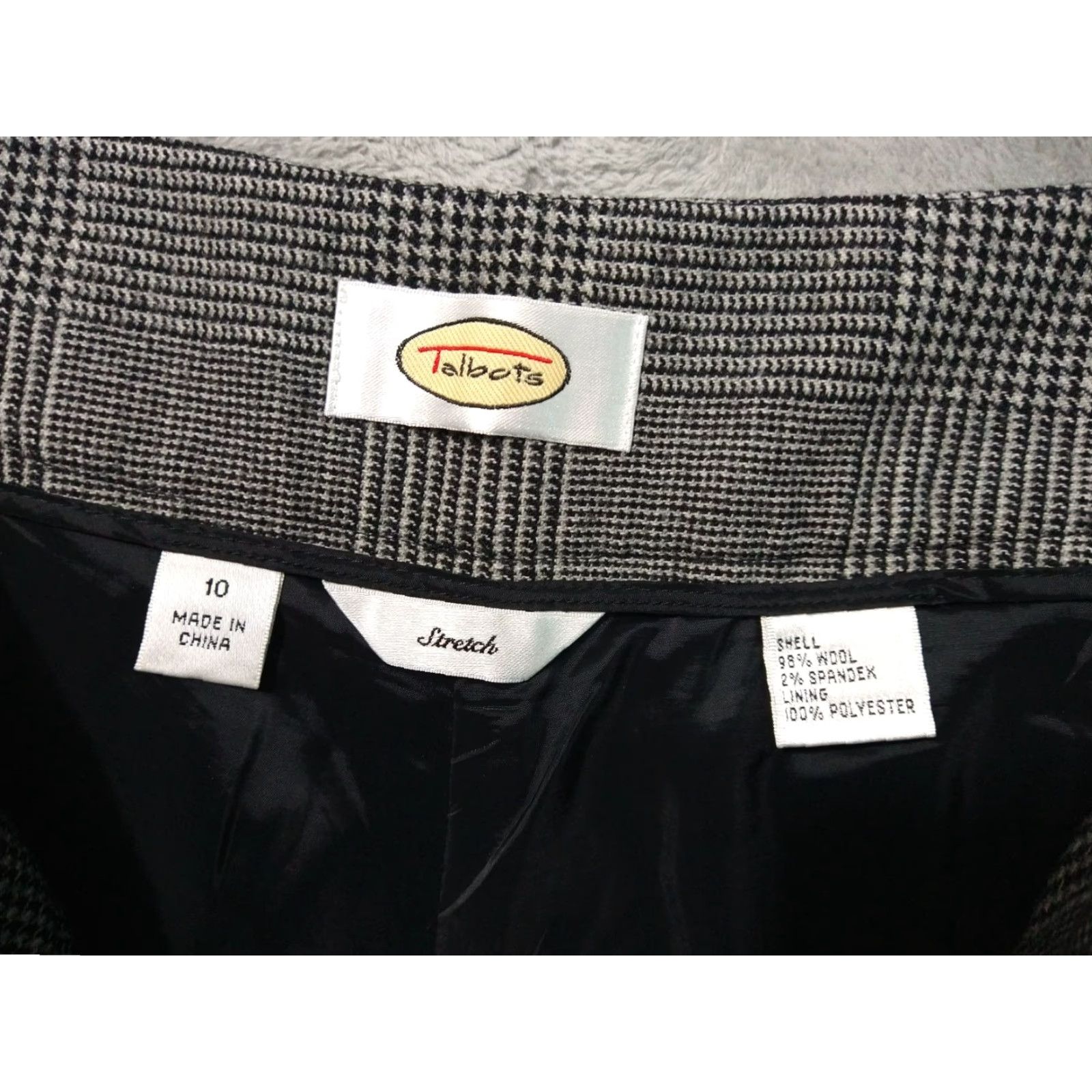 Talbots Talbots Pants Women’s 10 Black Gray Plaid Wide Leg High Rise Stretch Tweed Career Size 32" / US 10 / IT 46 - 7 Thumbnail