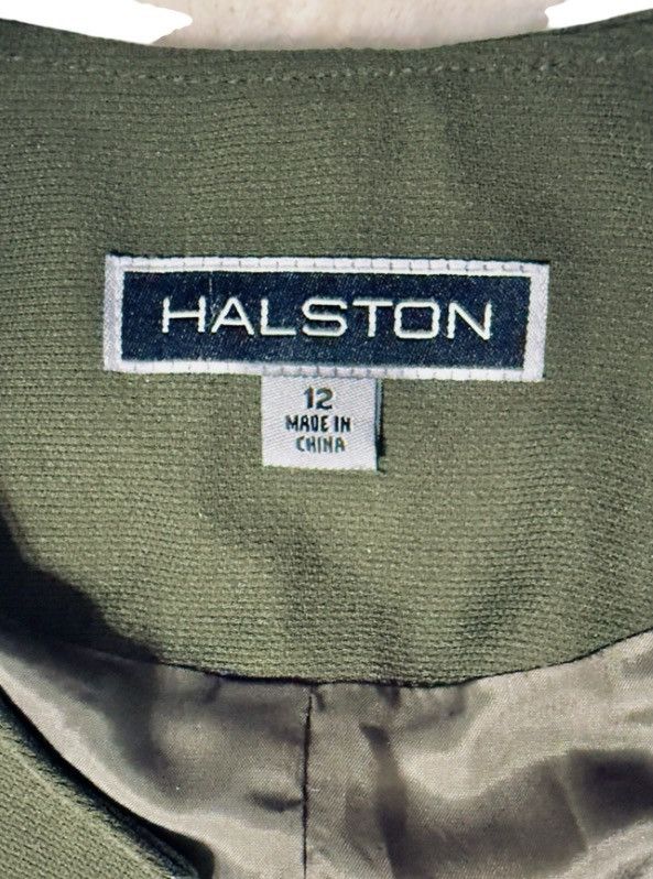 Halston Y2K Halston Olive Green Minimalist Jacket Size 12 Tailored Size XL / US 12-14 / IT 48-50 - 3 Thumbnail