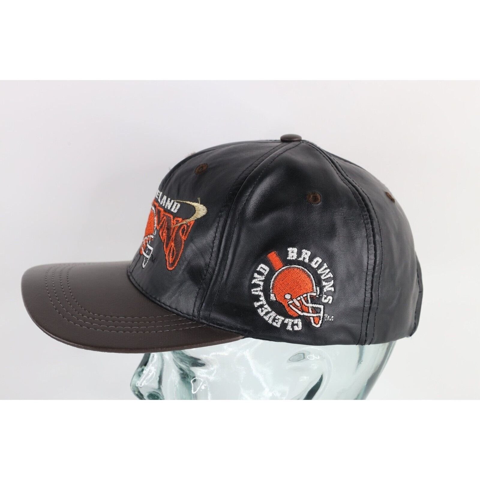 Vintage Vintage 90s Spell Out Cleveland Browns Football Leather Hat Size ONE SIZE - 3 Thumbnail