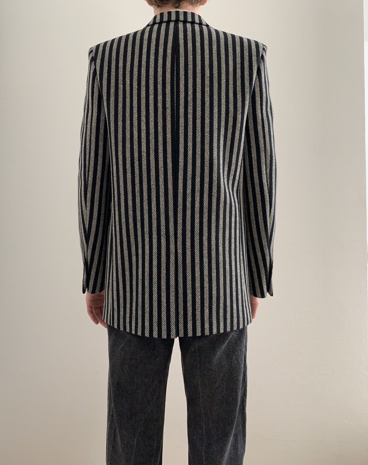 Hedi Slimane × Saint Laurent Paris FW2014 1/1 Sample Double Breasted Striped Wool Peacoat Size US M / EU 48-50 / 2 - 11 Thumbnail