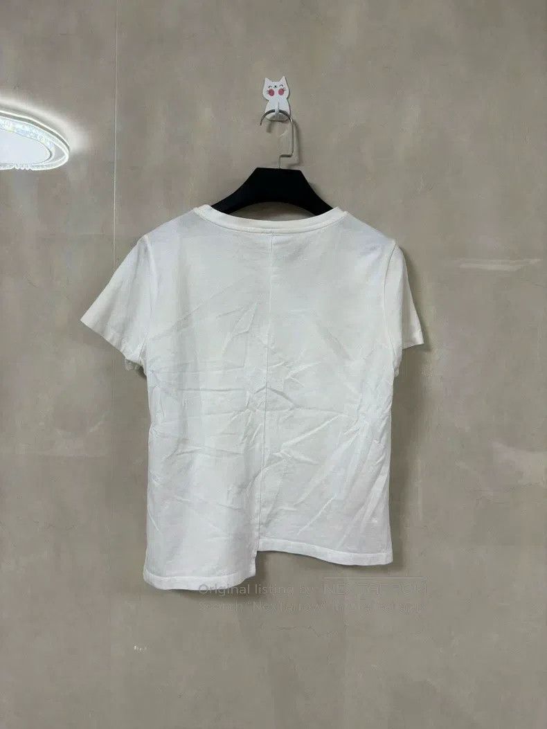 Loewe Loewe White Embroidered Small Logo Irregular Hem Short Sle Size S / US 4 / IT 40 - 2 Thumbnail