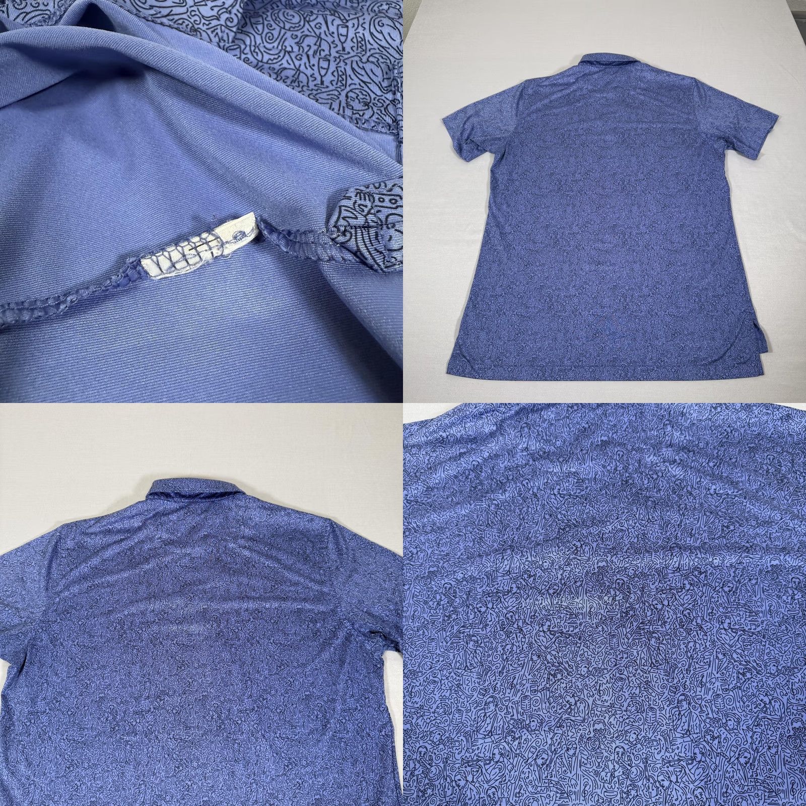 Peter Millar Peter Millar Polo Shirt Mens M Blue Summer Comfort Music Print Golf Stretch Contemporary Casual Performance Shirt Size US M / EU 48-50 / 2 - 8 Thumbnail