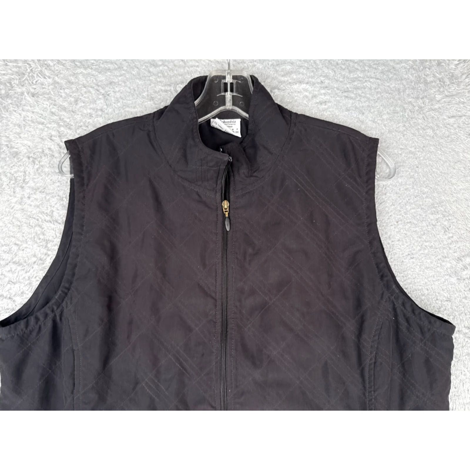 Vintage Columbia Vest Women XL Black Argyle Pattern 100% Polyester Full Zip Pockets Size XL / US 12-14 / IT 48-50 - 7 Thumbnail