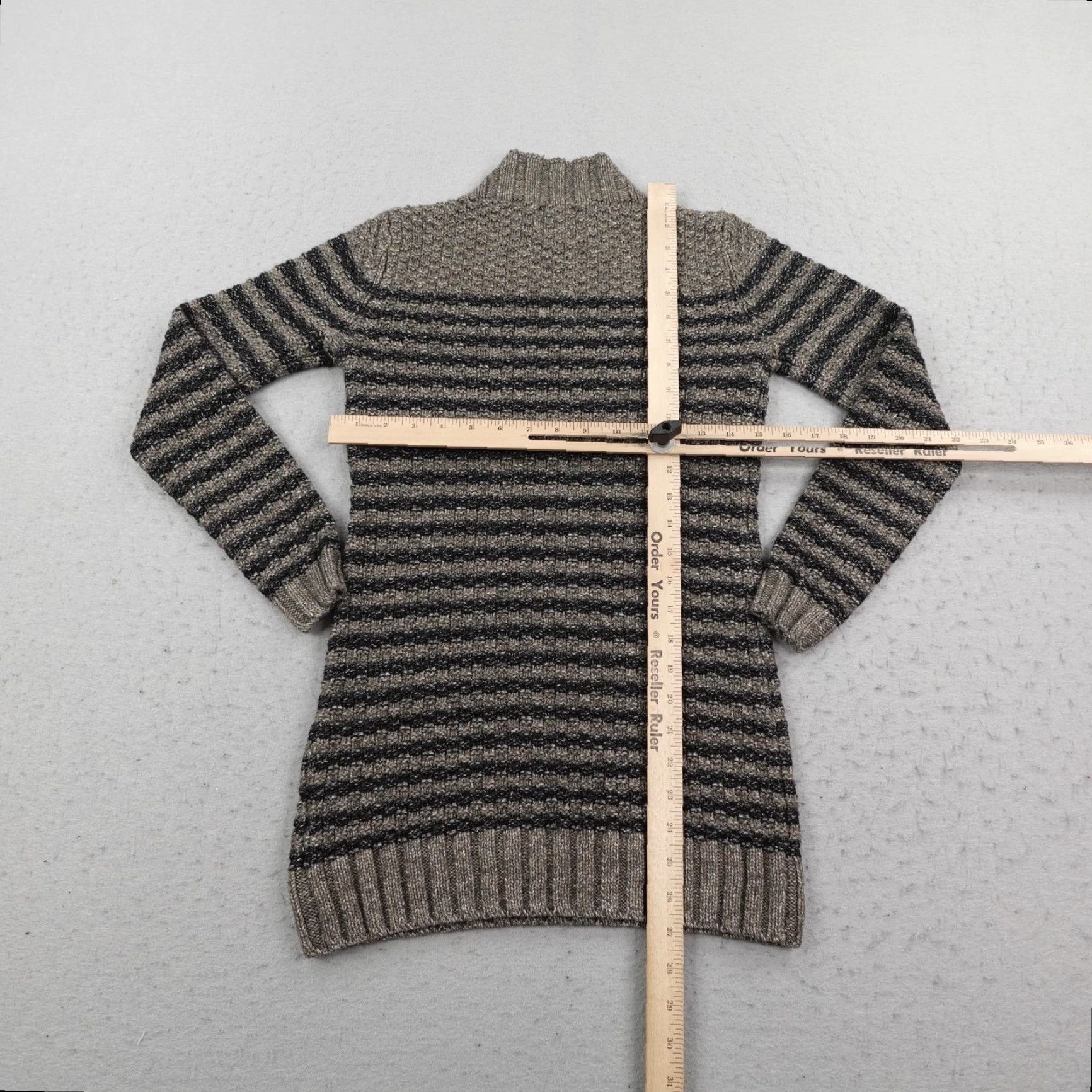 Abercrombie & Fitch Abercrombie Fitch Sweater Womens XS Gray Beige Striped Mock Neck Tunic Pullover Size XS / US 0-2 / IT 36-38 - 5 Thumbnail