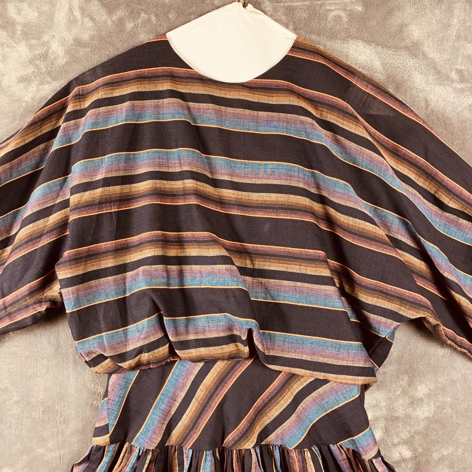 Unknown London Vintage 80s Womens Long Sleeve Striped Midi Dress (384) Size S / US 4 / IT 40 - 4 Thumbnail