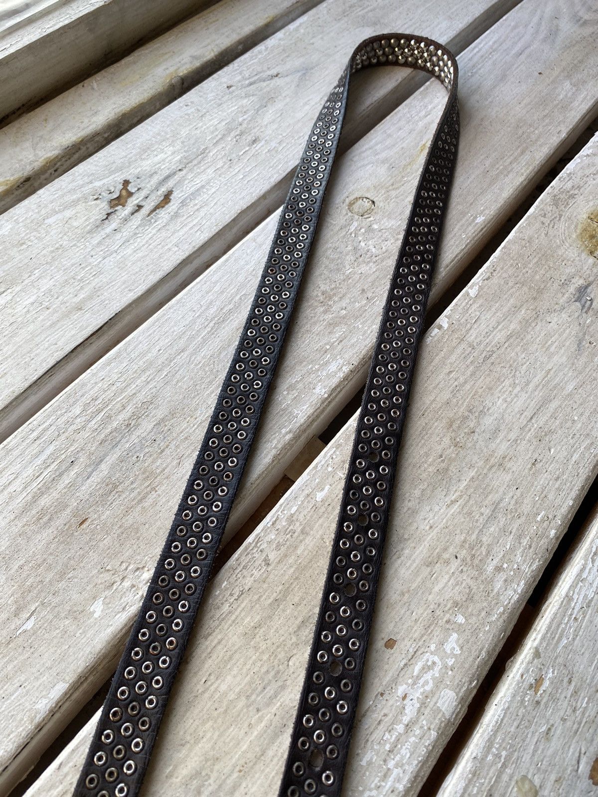 If Six Was Nine × Japanese Brand × Vintage Vintage Japanese Leather Punk Emo Rock Goth Y2K Drill belt Size ONE SIZE - 8 Thumbnail