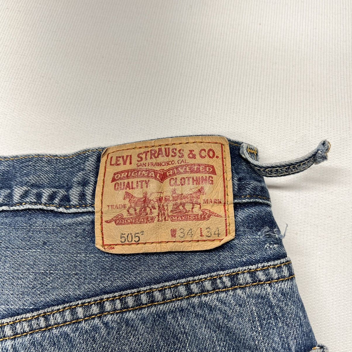 Levi's × Vintage Levis 505 Jeans Blue Straight Regular Fit Distressed Y2K Size US 34 / EU 50 - 12 Thumbnail