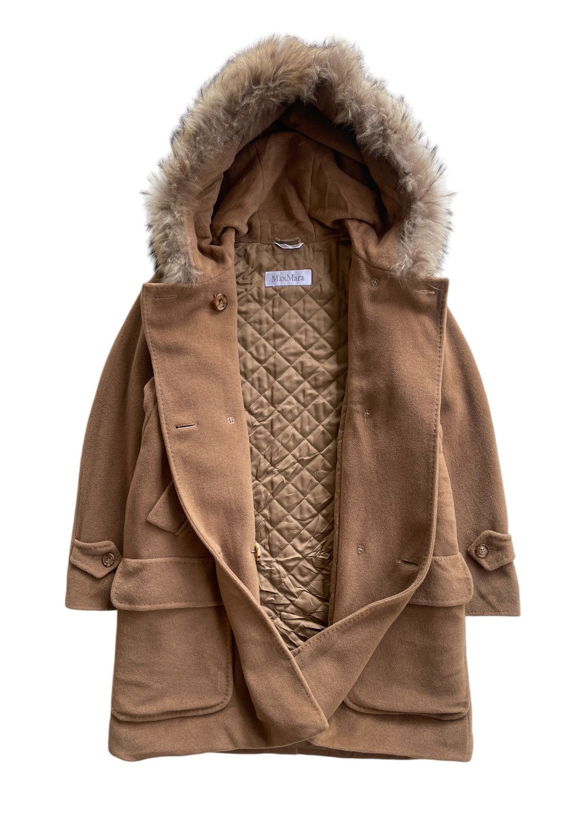 Max Mara Max Mara Double Breasted Camel Hair Hoodies Coat Size M / US 6-8 / IT 42-44 - 2 Thumbnail