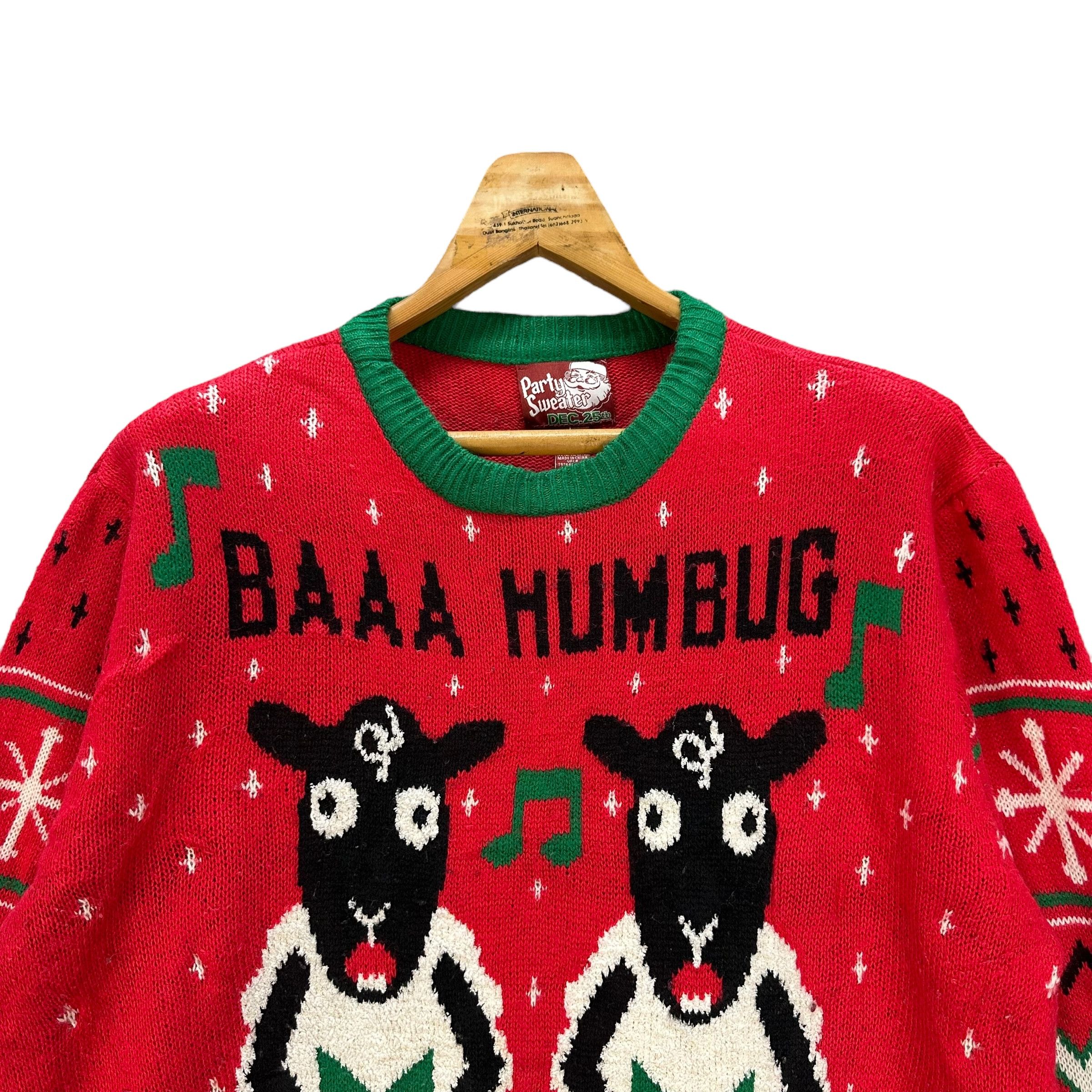Vintage PARTY SWEATER BAA HUMBUG FULLPRINT KNITWEAR #8995-46 Size US L / EU 52-54 / 3 - 2 Thumbnail