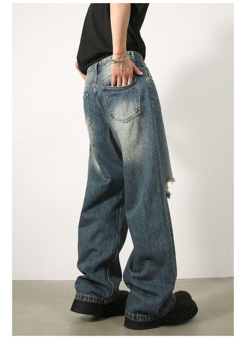Japanese Brand × Jean Vintage washed all-match wide-leg ripped jeans Size US 32 / EU 48 - 6 Thumbnail