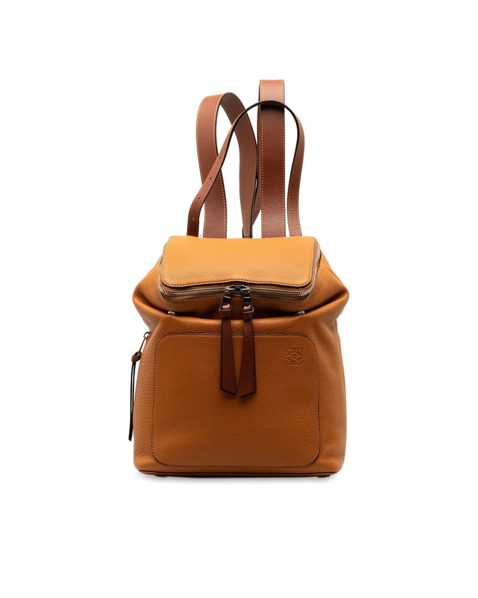 image of Small Brown Leather Backpack Bag By Loewe, Women's
