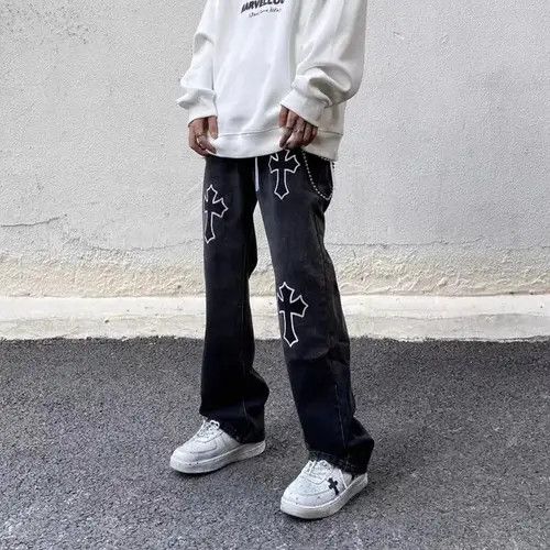 Japanese Brand × Jean Street hip hop cross print jeans Size US 32 / EU 48 - 1 Thumbnail