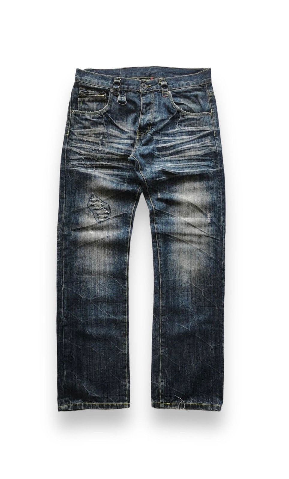 Japanese Brand Square Dark Distressed Jeans Size US 34 / EU 50 - 1 Thumbnail