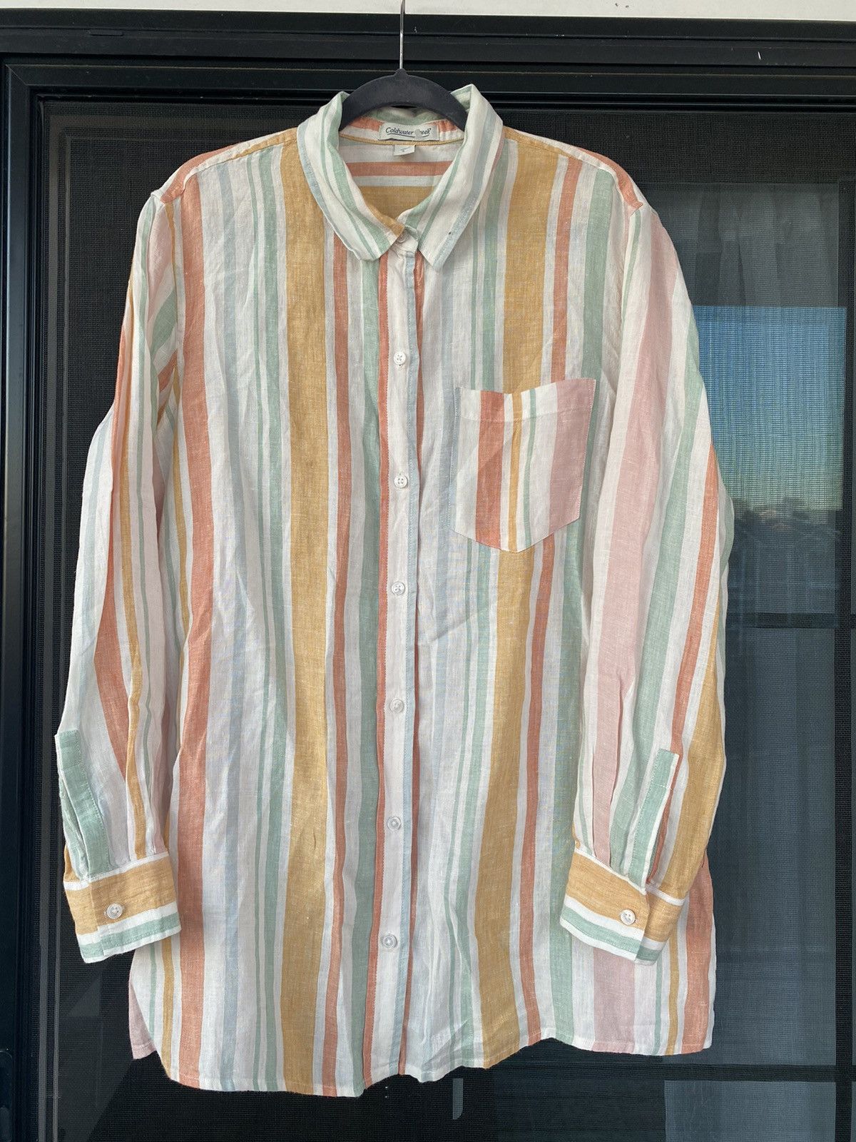 Coldwater Creek Cold water Creek Women Stripe Button Down Linen Shirt Sz L Size L / US 10 / IT 46 - 3 Thumbnail