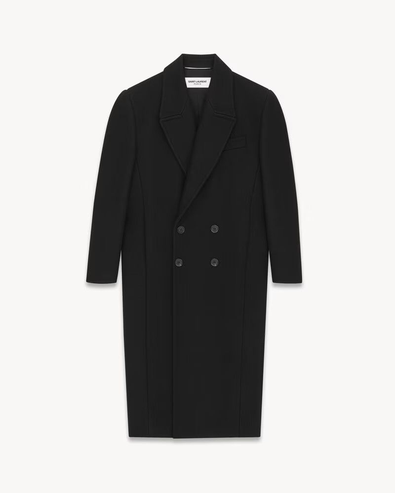 Saint Laurent Paris o1bcso1str1124 Long Duffle Coat In Wool in Black Size US L / EU 52-54 / 3 - 1 Thumbnail