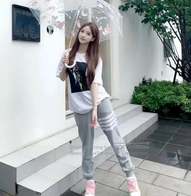 Thom Browne Thom Browne size 2 Gray classic cotton drawstring casual pa Size US 32 / EU 48 - 9 Thumbnail