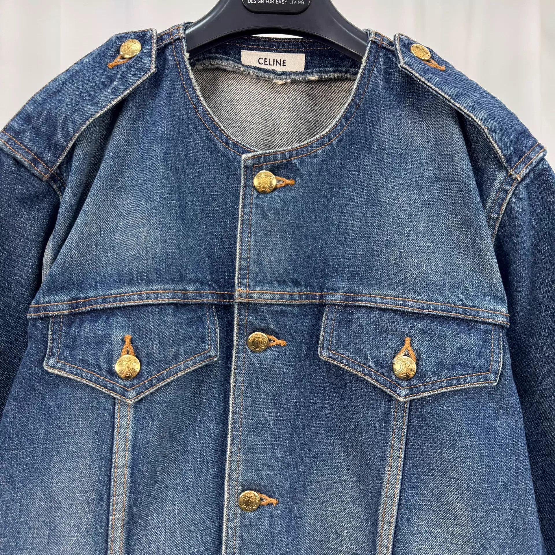 Celine Celine Triomphe Gold-Tone Denim Jacket M New Size M / US 6-8 / IT 42-44 - 3 Thumbnail