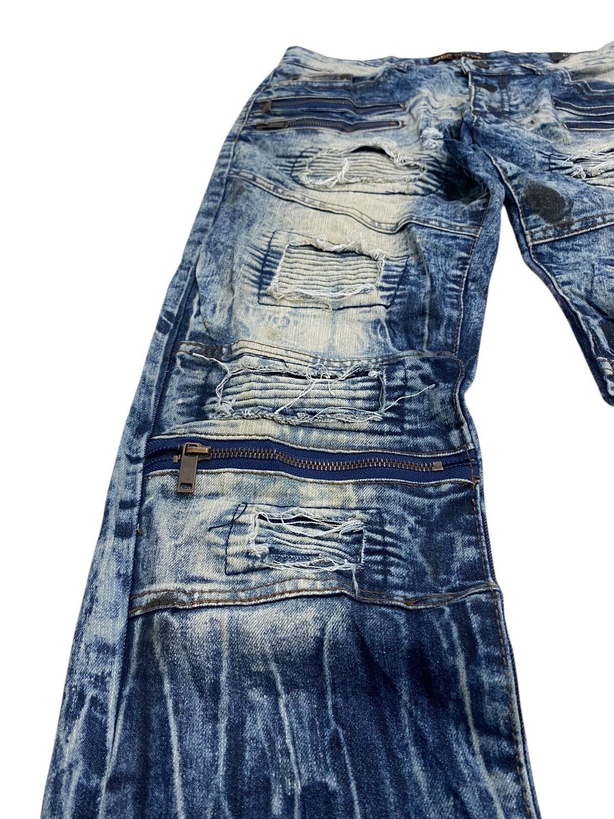 GOSTAR DE FUGA × Japanese Brand Ring of Fire Distressed Acid Washed Zipper Knee Honeycomb Size US 33 - 6 Thumbnail