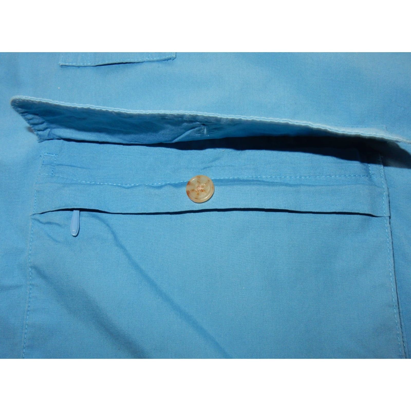 Orvis VINTAGE Orvis Men's Button-Up Shirt XL Buzz Off Insect Shield Blue Long Sleeve Cotton Size US XL / EU 56 / 4 - 3 Thumbnail