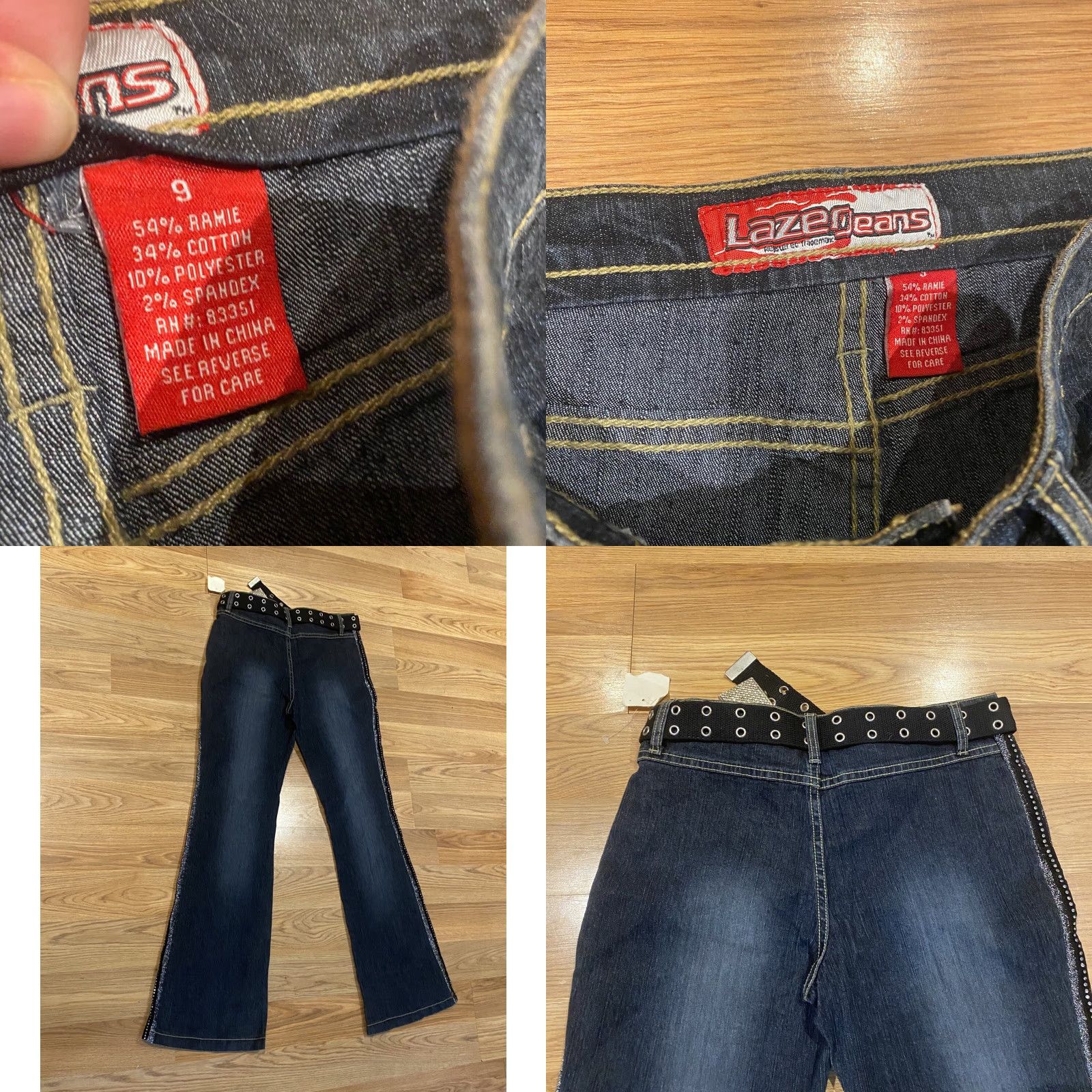 Vintage VINTAGE Lazer Jeans Flared Belted Cowgirl 90s Y2K Sequins Mid Rise Size 9 NWT Women Size 30" / US 8 / IT 44 - 8 Thumbnail