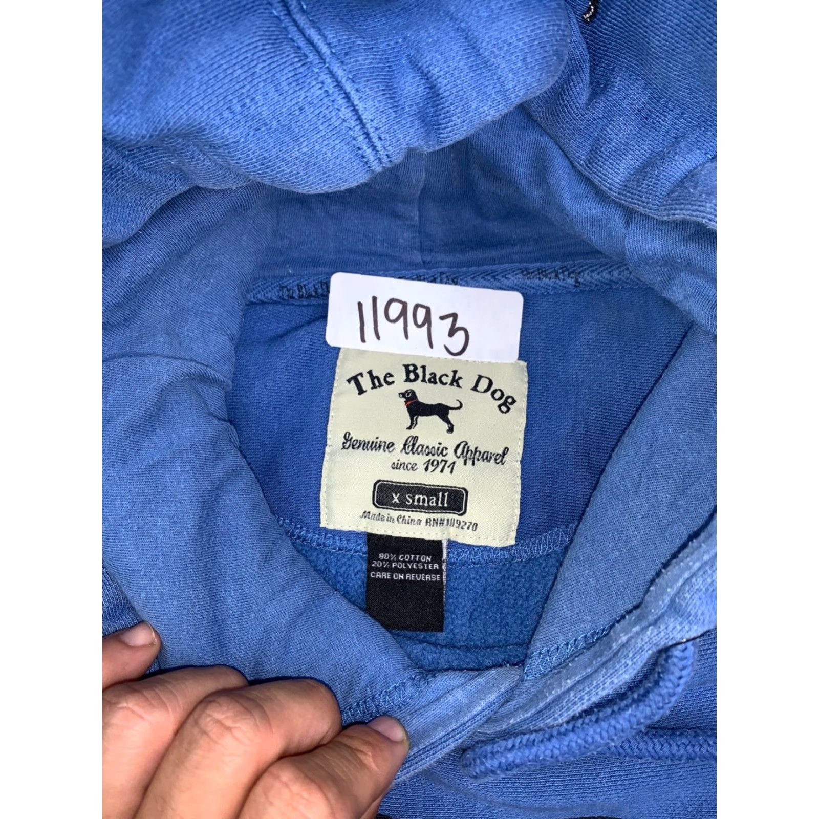 Vintage The Black Dog Hoodie Mens XS Blue Oversized Pullover Logo Heavy 11993 Size US XS / EU 42 / 0 - 2 Thumbnail