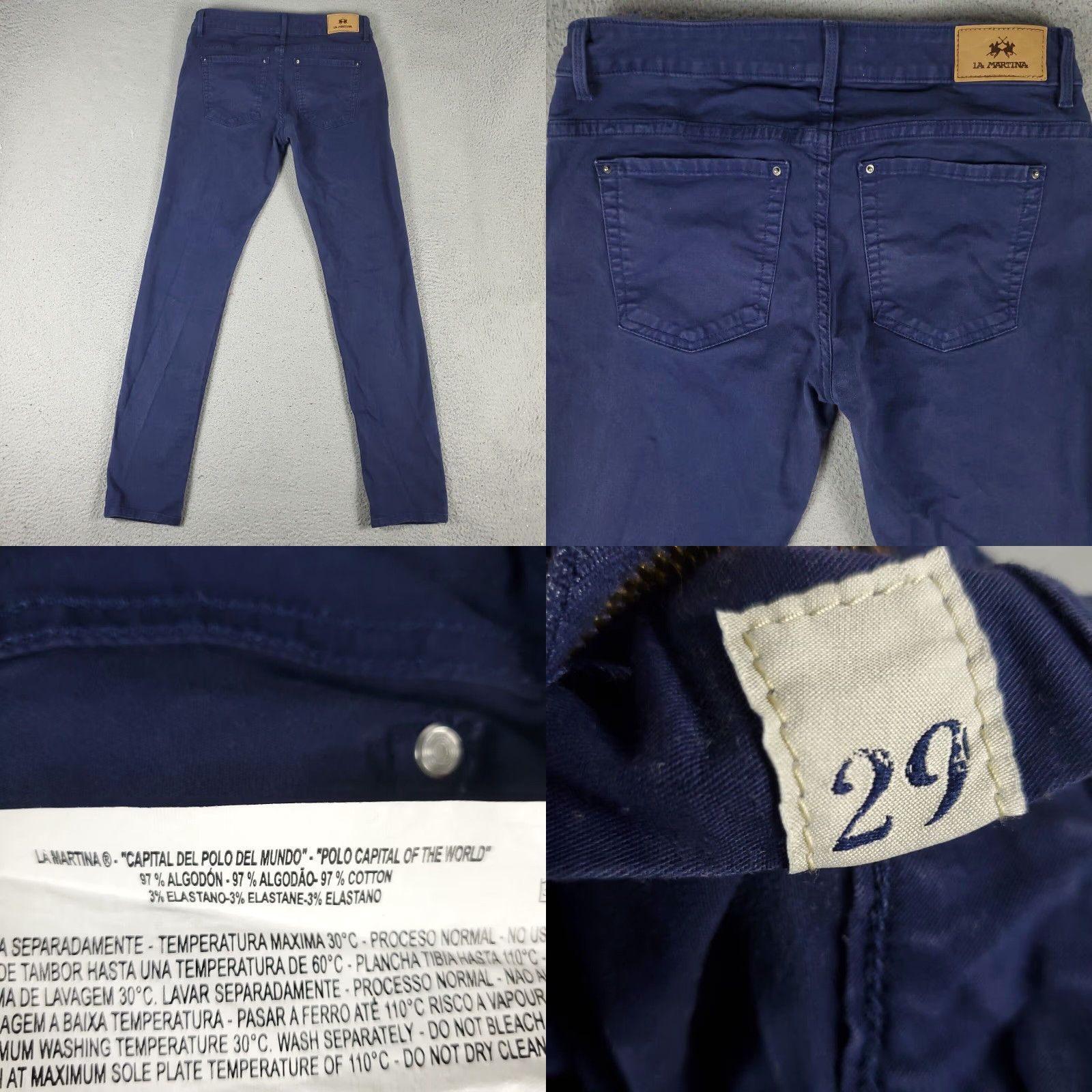 La Martina VINTAGE La Martina Men's Jeans Size 29x32 Slim Fit Blue Cotton Canvas Casual Pants Size US 29 - 8 Thumbnail