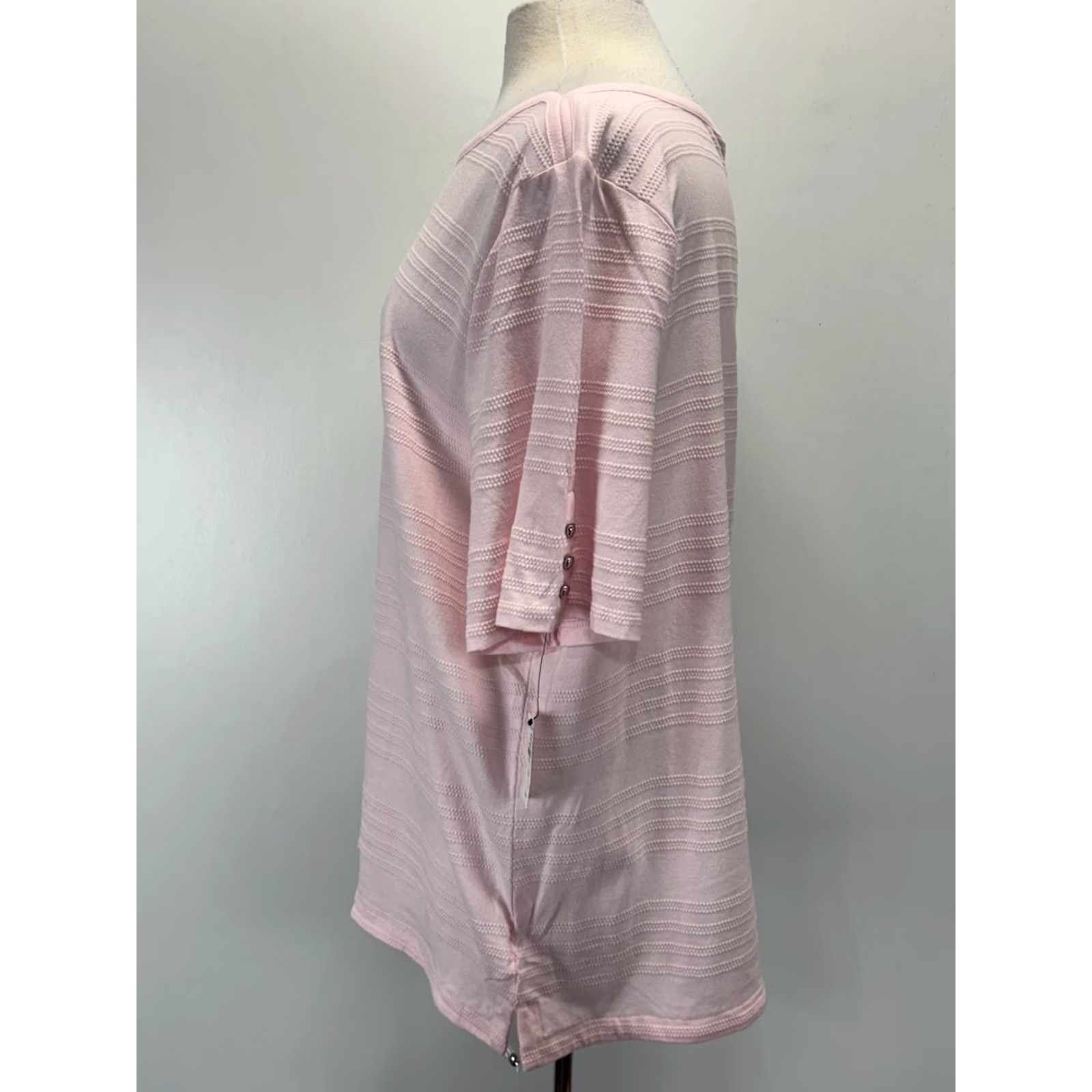 Talbots Talbots Shirt 3X Plus Pink Textured Short Sleeve Boat Neck Cotton T-Shirt Womens Vintage: No Women Size 3X Pink Casual Shirt Ladies Size XXL / US 16-18 / IT 52-54 - 2 Thumbnail